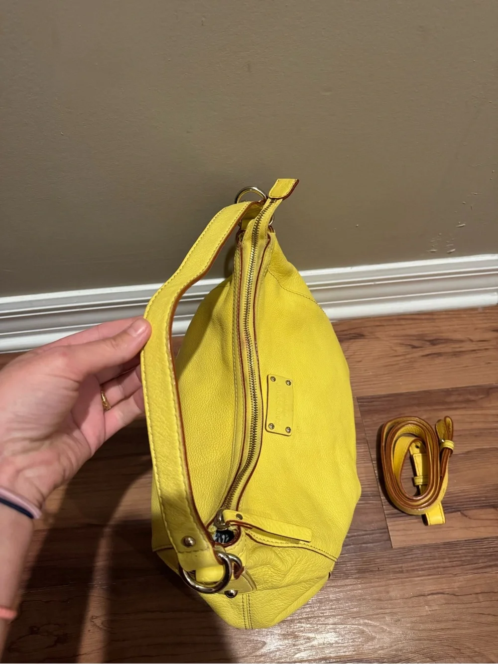 kate spade Bright Yellow Pebbled Leather Shoulder Bag